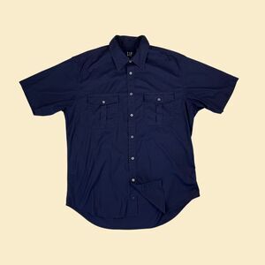 90s size M blue GAP shirt, vintage 1990s mens short sleeve dark blue button down
